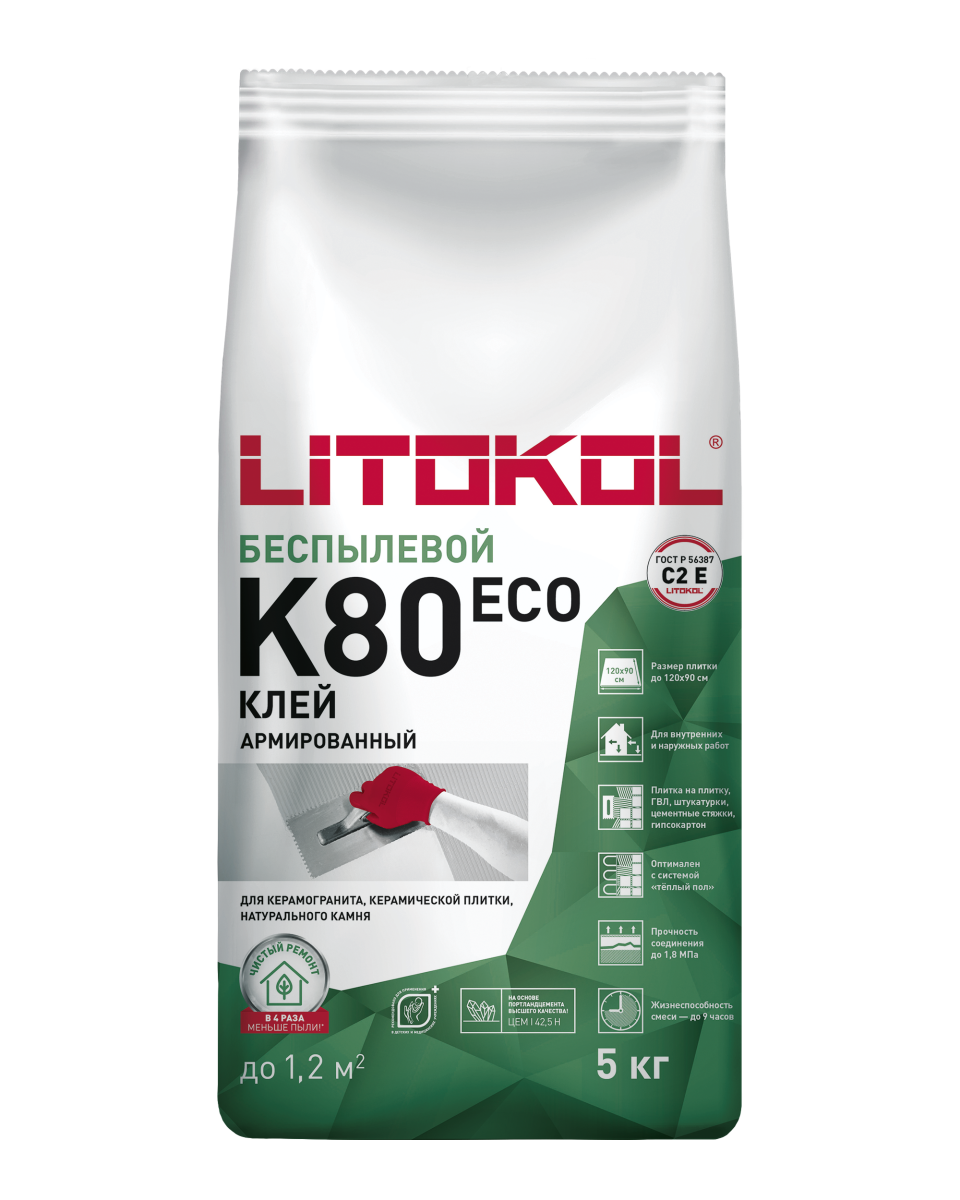 Купить LITOFLEX K80 ECO серый-клеевая смесь 5kg bag в Санкт-Петербурге