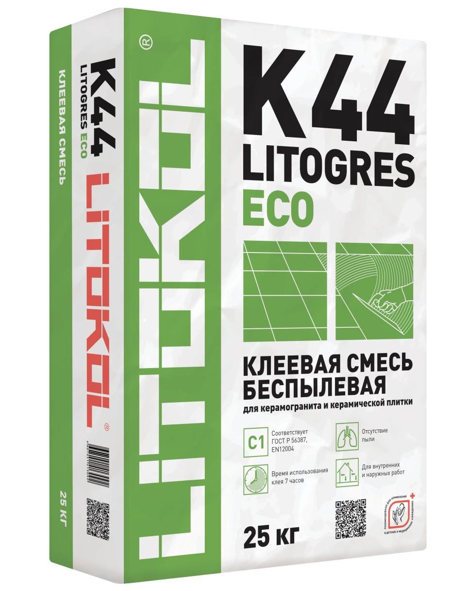 Купить Litogres К44 ECO- беспылевая клеевая смесь 25kg bag в Санкт-Петербурге