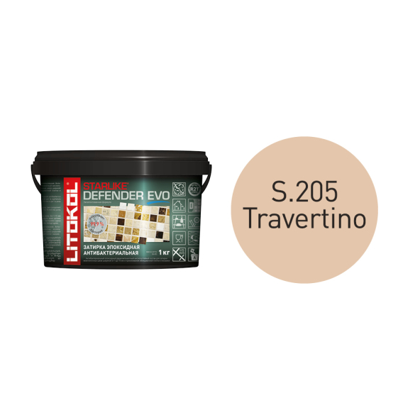 Купить STARLIKE Defender EVO S.205 TRAVERTINO антибакт.затир.смесь 1kg bucket в Уфе-1